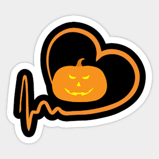 Pumpkin Heartbeat Halloween Sticker